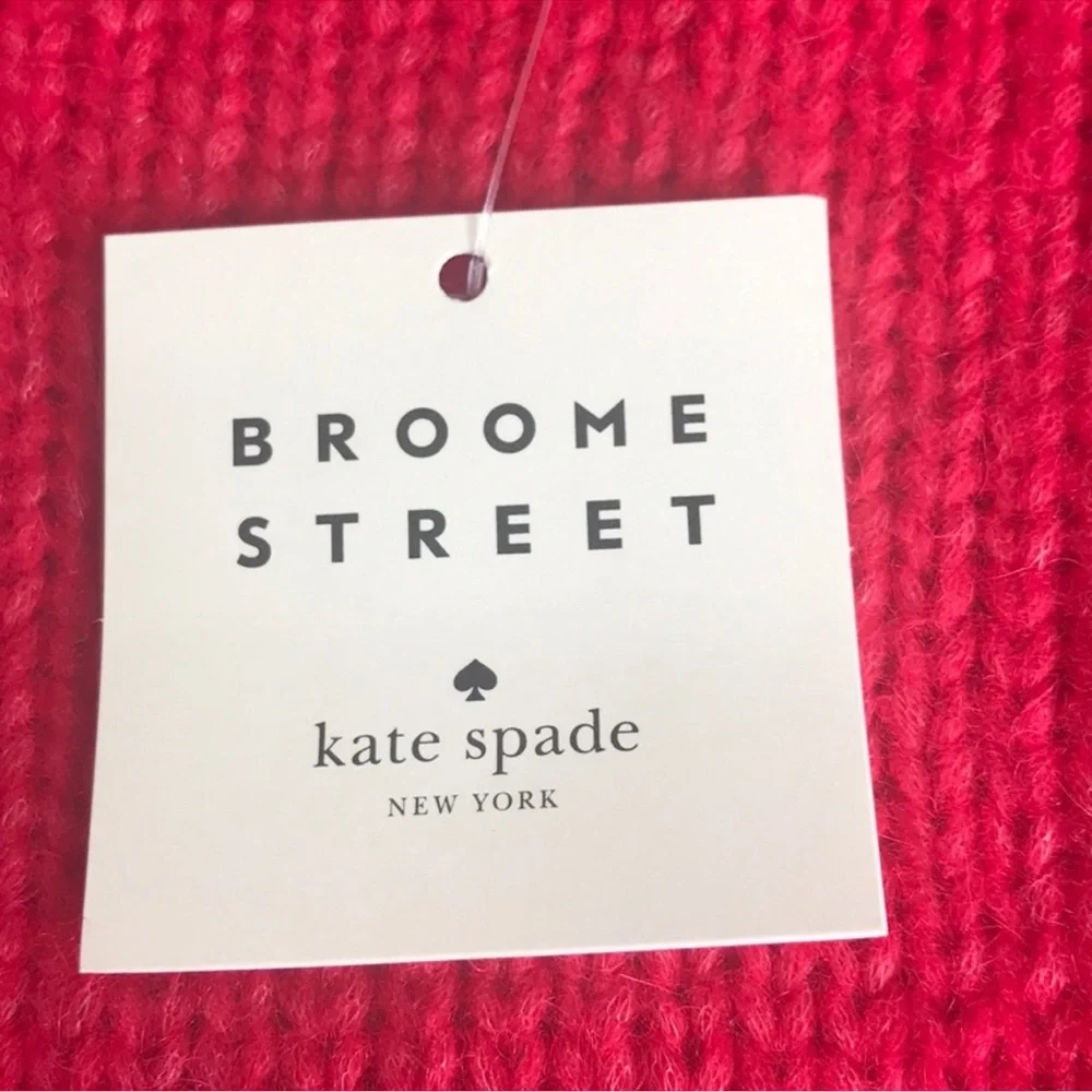 Kate Spade Broome Street Airy Alpaca Tassel Sweater Red Large